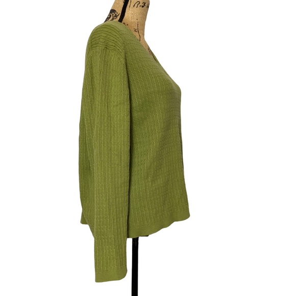 Liz Claiborne Green Striped V-Neck Long Sleeve Sweater 1X - Picture 6 of 10